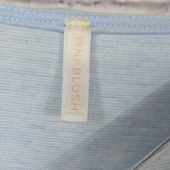 PinkBlush Maternity Dress Light Blue Heathered Short Sleeve Fitted Bodycon Knit - Picture 3 of 9